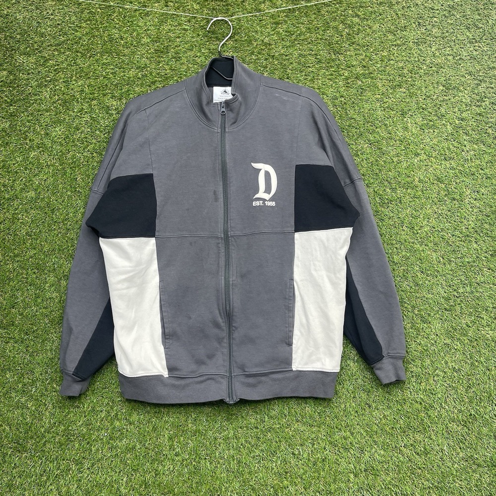 Disneyland Spirit Jersey Jacket for Adults Size Medium Full Zip Up Spellout Grey